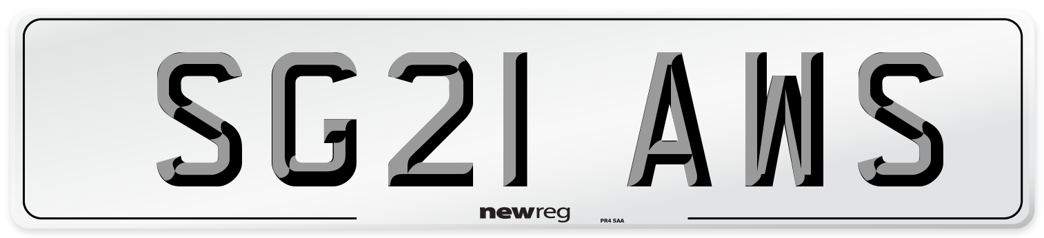 SG21 AWS Number Plate from New Reg
